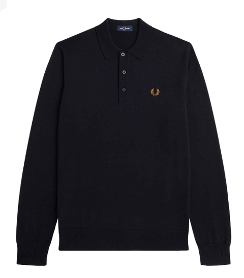 Classic Knitted Long-Sleeved Shirt (Navy)