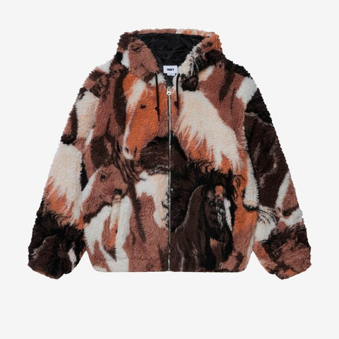 Obey Horses Sherpa Jacket (Brown Multi)