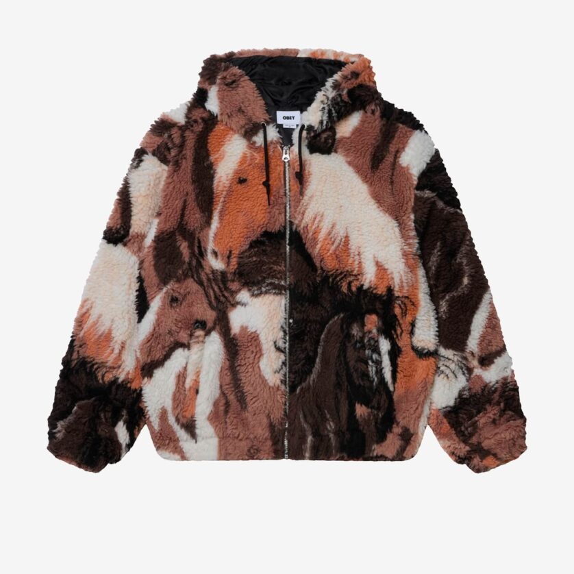 Obey Horses Sherpa Jacket (Brown Multi) | ThirtySix – ThirtySix
