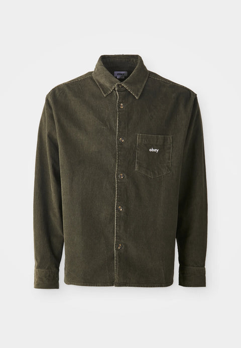 Obey Buckley Corduroy Woven Shirt (Black Olive)