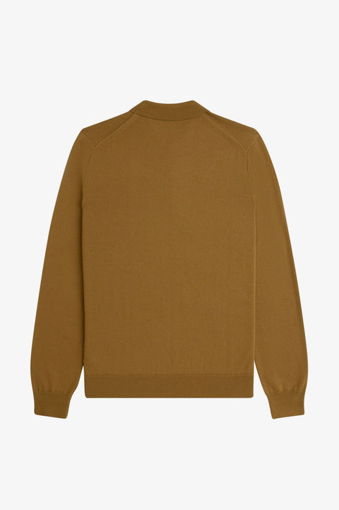 Fred Perry Classic Knitted Long Sleeved Shirt (Shaded Stone)
