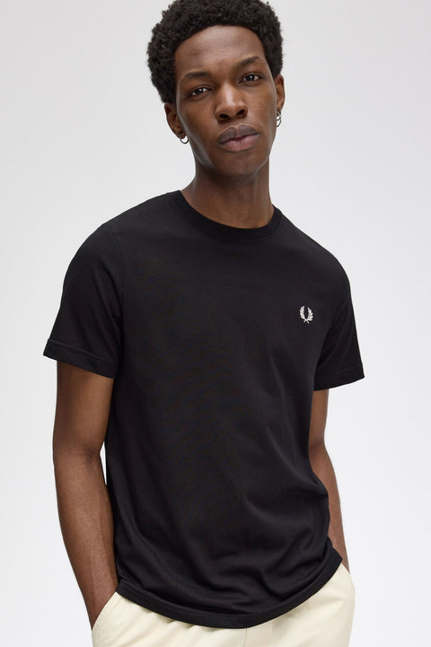 Crew-Neck Short-Sleeved T-Shirt (Black)