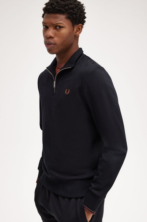 Half Zip Sweatshirt (Black/Whisky Brown)