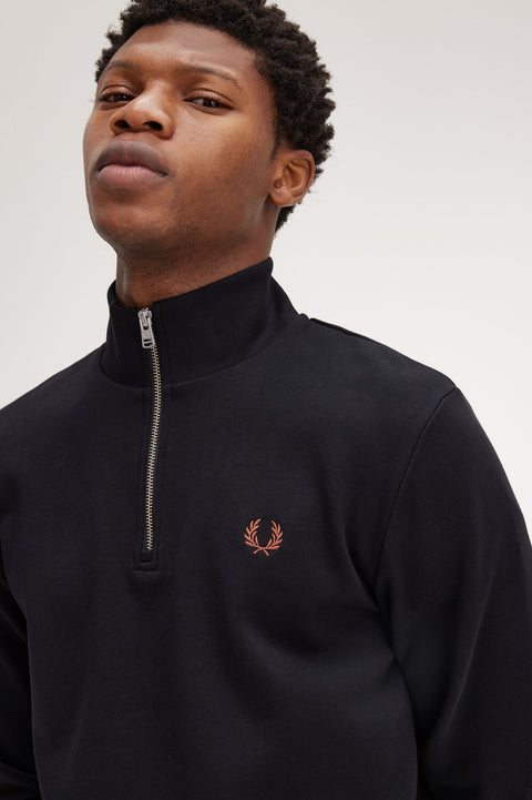 Half Zip Sweatshirt (Black/Whisky Brown)