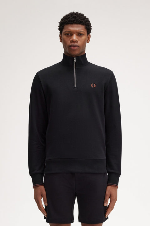 Half Zip Sweatshirt (Black/Whisky Brown)