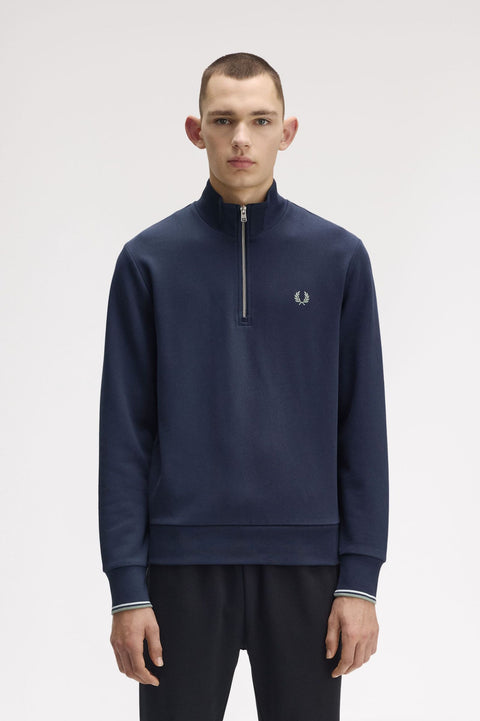 Fred Perry Half Zip Sweatshirt (Dark Airforce)