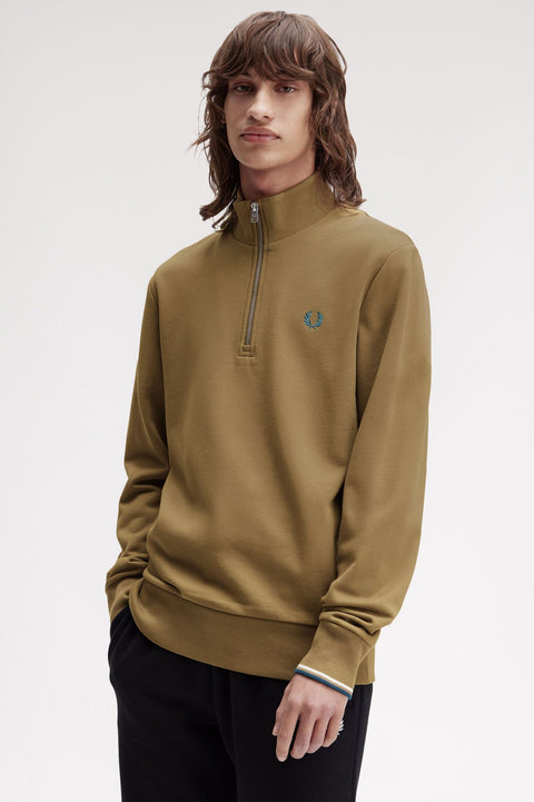 Fred Perry Half Zip Sweatshirt (Shaded Stone)
