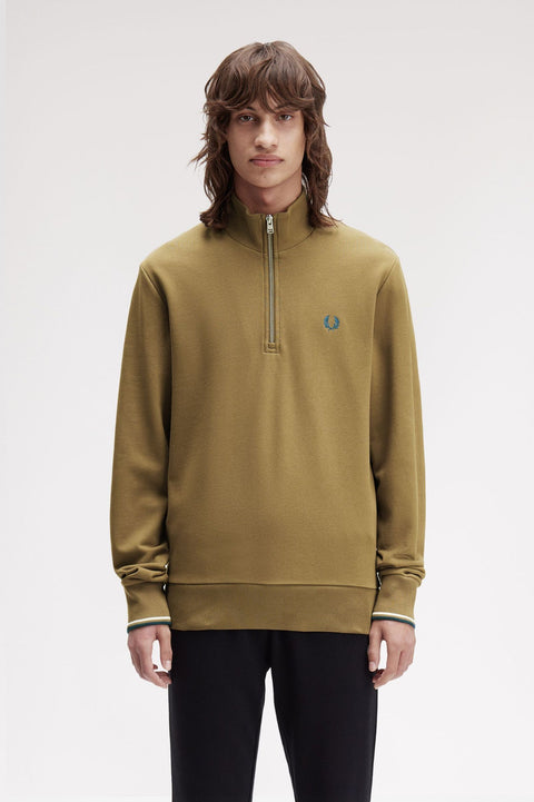 Fred Perry Half Zip Sweatshirt (Shaded Stone)