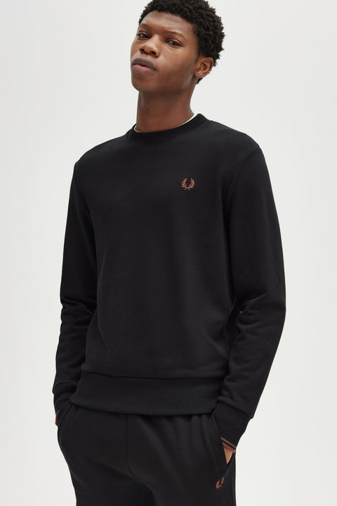 Crew Neck Sweatshirt (Black/Whisky Brown)