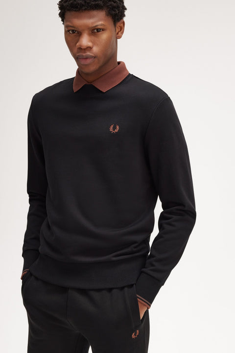 Crew Neck Sweatshirt (Black/Whisky Brown)