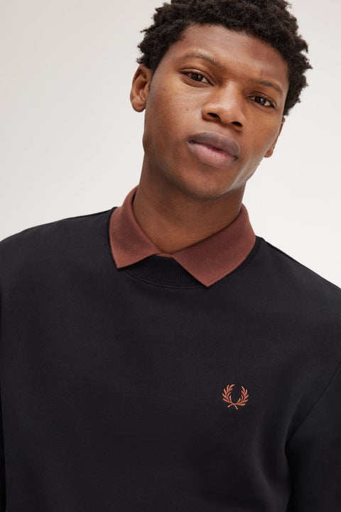 Crew Neck Sweatshirt (Black/Whisky Brown)