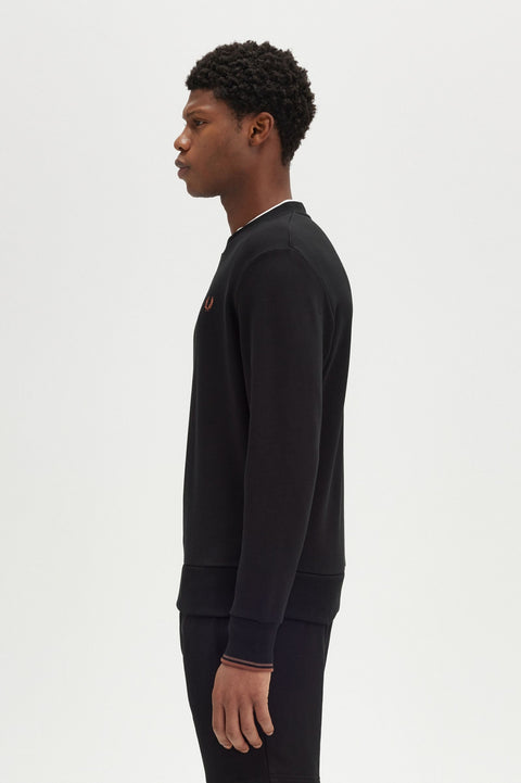 Crew Neck Sweatshirt (Black/Whisky Brown)