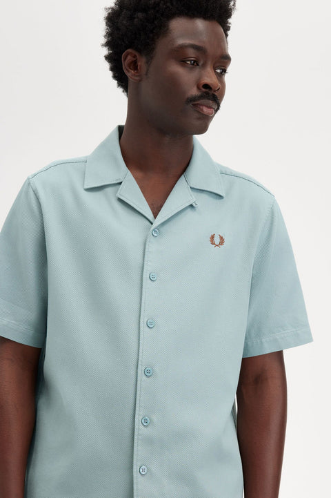 Fred Perry Pique Texture Revere Collar Shirt (Silver Blue)