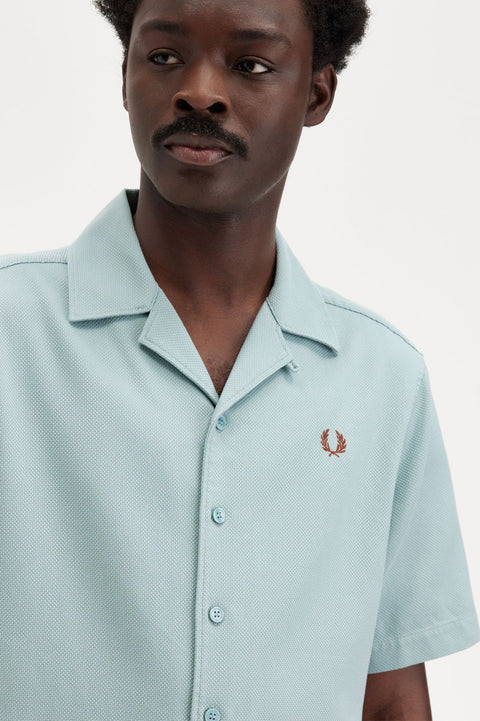 Fred Perry Pique Texture Revere Collar Shirt (Silver Blue)