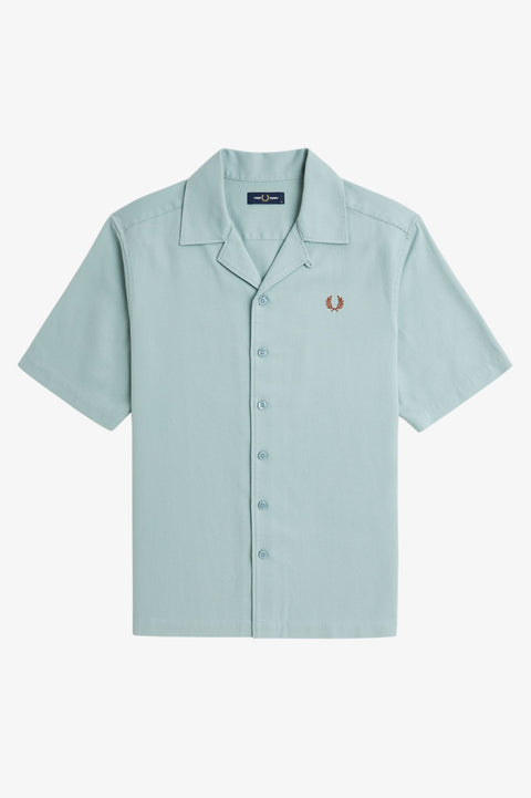 Fred Perry Pique Texture Revere Collar Shirt (Silver Blue)