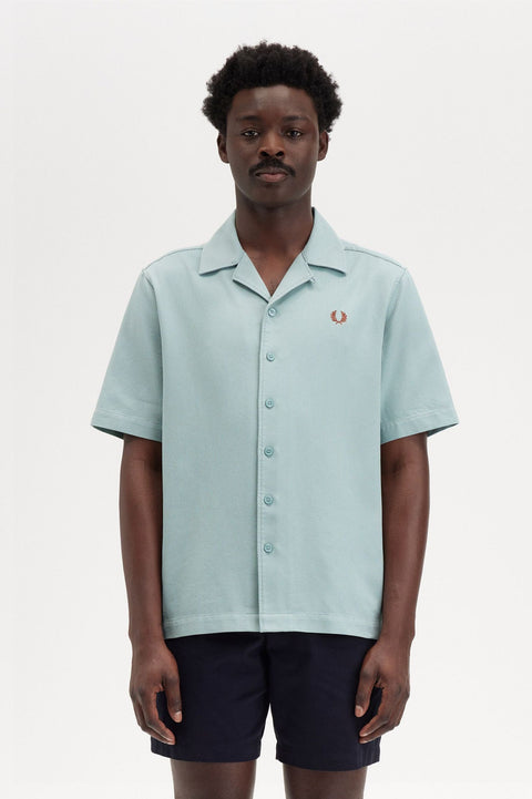 Fred Perry Pique Texture Revere Collar Shirt (Silver Blue)