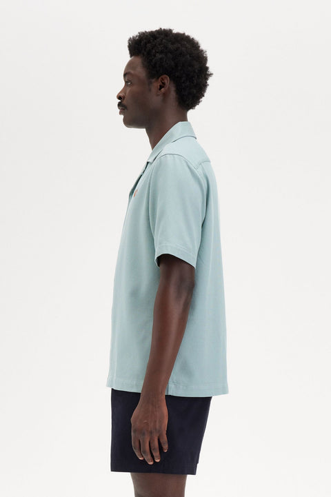 Fred Perry Pique Texture Revere Collar Shirt (Silver Blue)