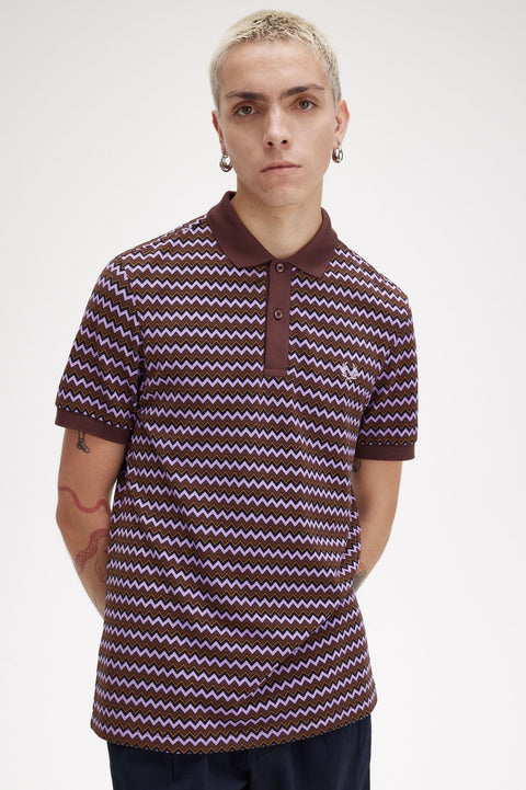 Zig Zag Print Polo Shirt (Ultra Violet)