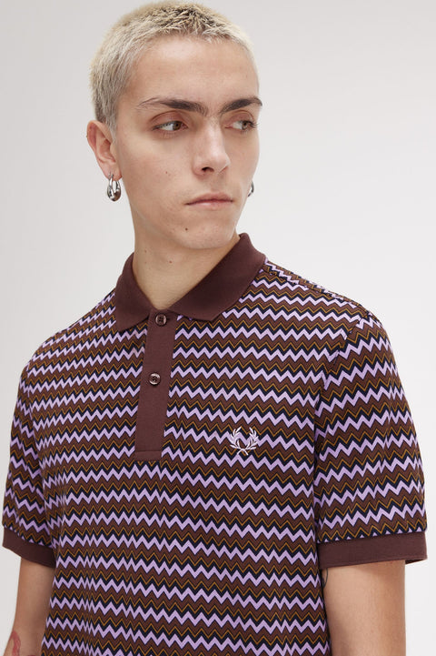 Zig Zag Print Polo Shirt (Ultra Violet)