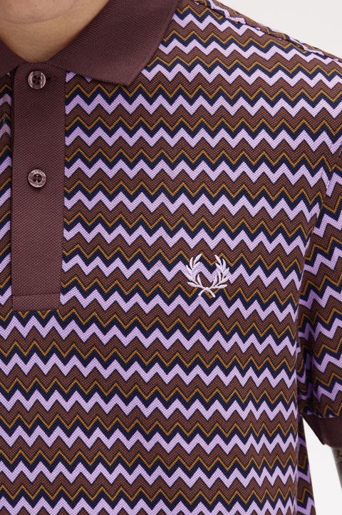 Zig Zag Print Polo Shirt (Ultra Violet)