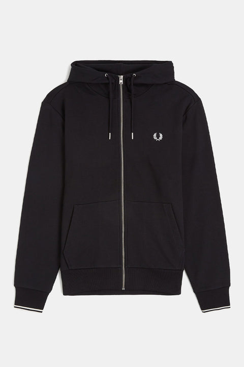 Hooded Zipped Through Sweatshirt (Navy)