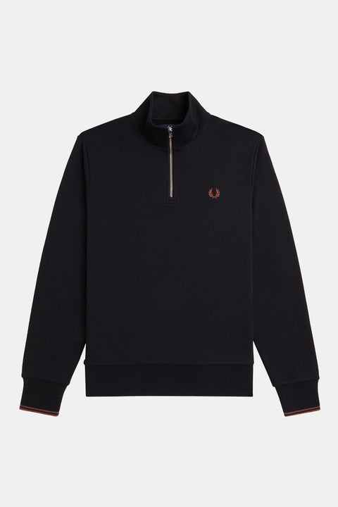 Half Zip Sweatshirt (Black/Whisky Brown)