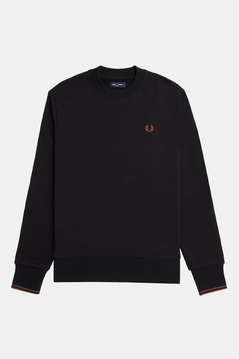 Crew Neck Sweatshirt (Black/Whisky Brown)