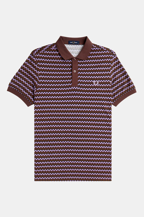 Zig Zag Print Polo Shirt (Ultra Violet)